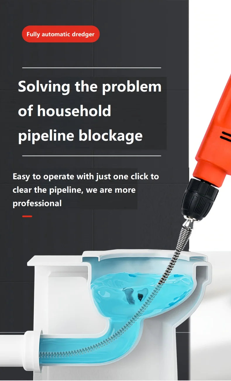 Heavy-Duty Electric Drain Cleaner Spring Tube Dredger Household Plumbing Unclogs Toilets Sinks Kitchen Bathroom Cleaning Tools
