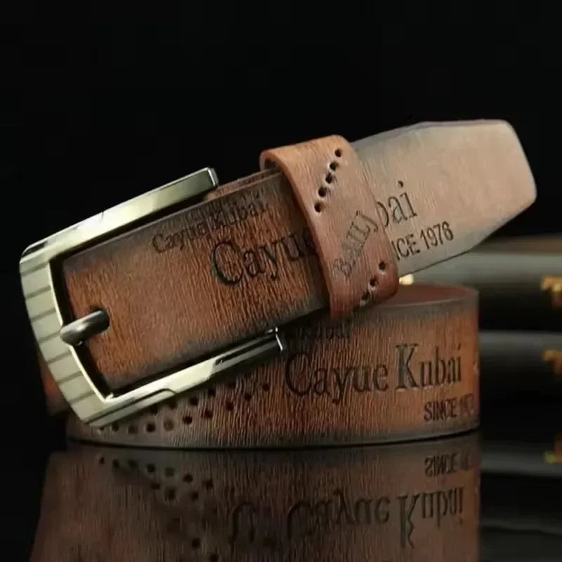 Fashion Luxury Leather Belt for Men, Metal Pin Buckle High Quality Famous Brand.