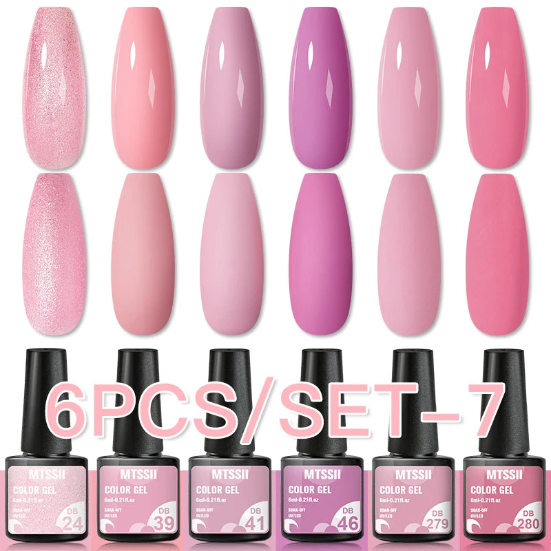 Color-gel-nail-polish- 6/8Pcs Set Semi LED Gel Manicure Kit