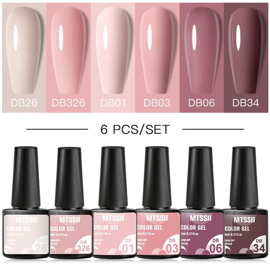 Color-gel-nail-polish- 6/8Pcs Set Semi LED Gel Manicure Kit