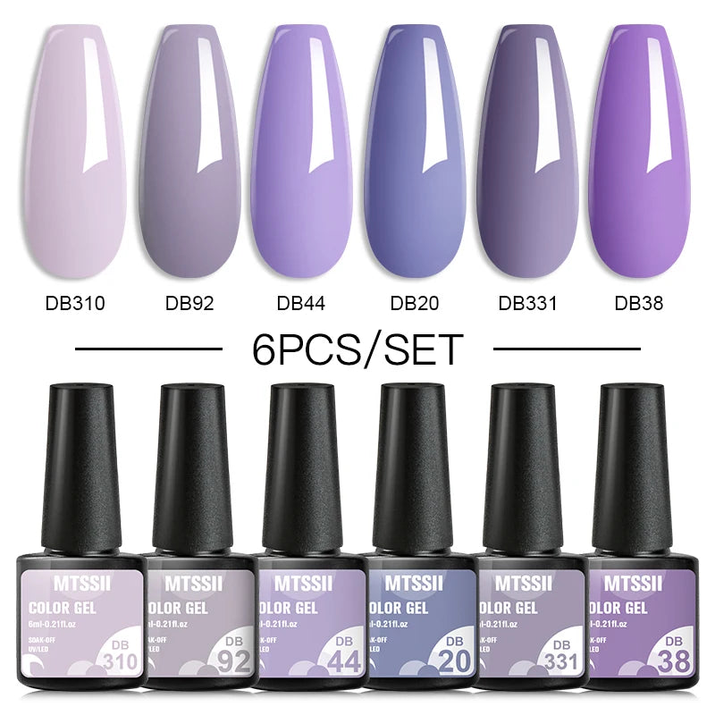 Color-gel-nail-polish- 6/8Pcs Set Semi LED Gel Manicure Kit