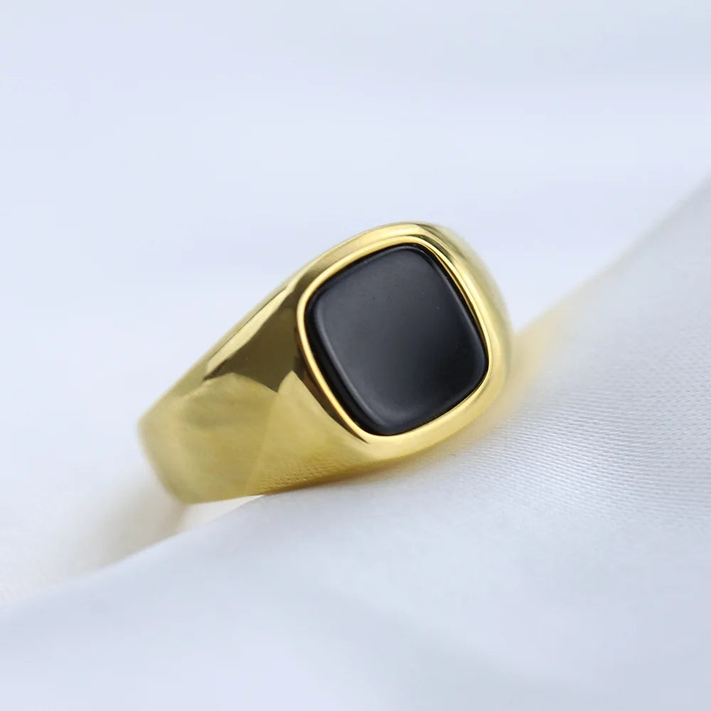 Vintage geometric square 12MM diamond set stainless steel ring Ring with all fashion couples jewelry gift