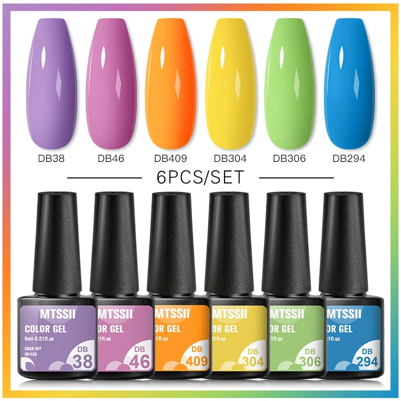Color-gel-nail-polish- 6/8Pcs Set Semi LED Gel Manicure Kit
