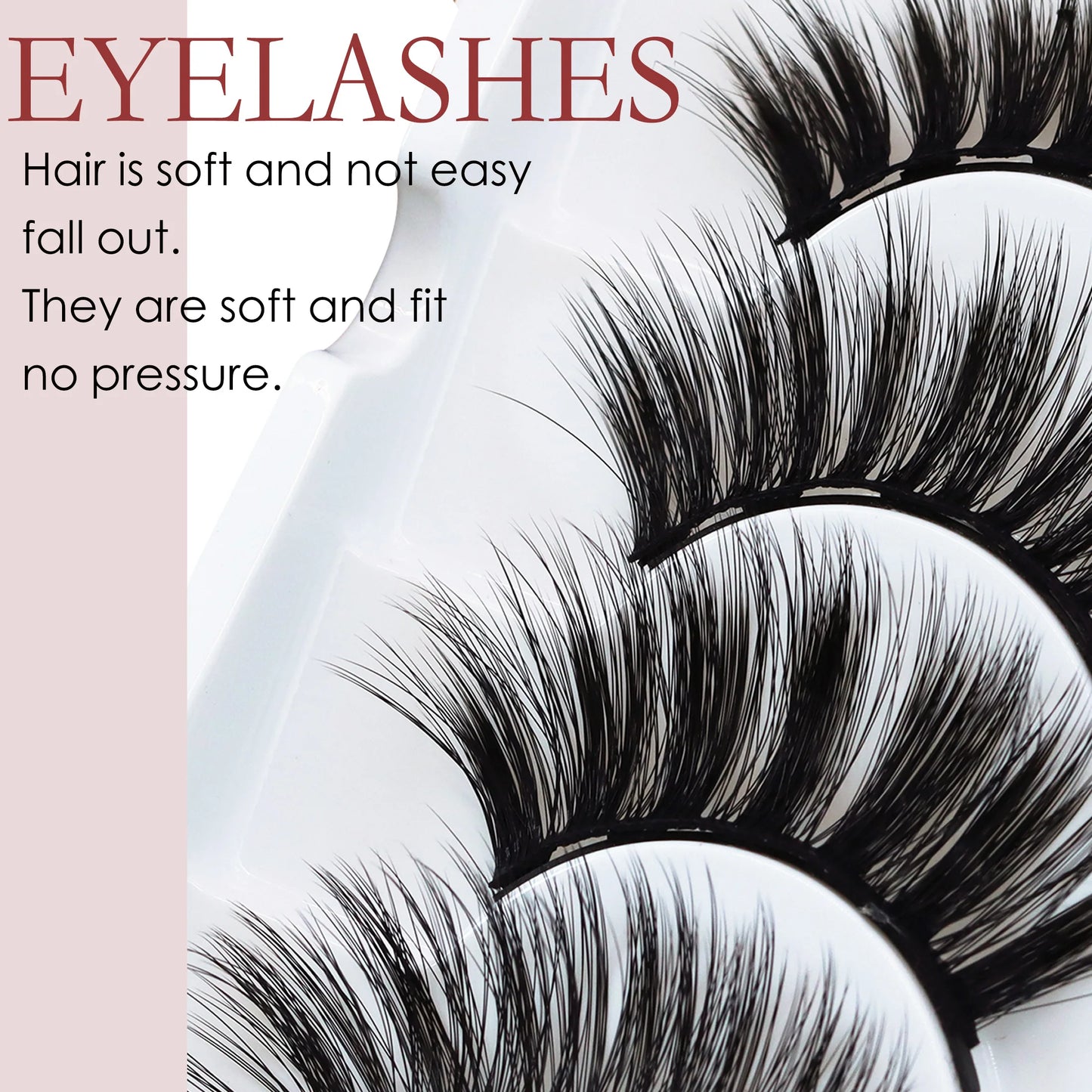 5 rows of 10 pairs of magnetic false eyelashes, 10-15mm, naturally thick and curled black eyelashes, with magnetic eyeliner