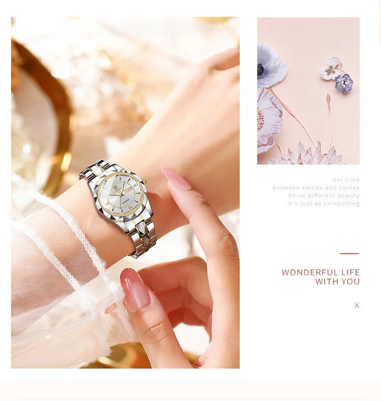 BINBONG Women Luxury Fashion Watches, Waterproof Luminous Date Stainless Wristwatch
