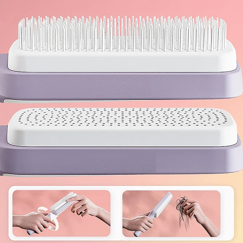 Self-Cleaning Hairbrush – One-Key Cleaning Scalp Massage Comb