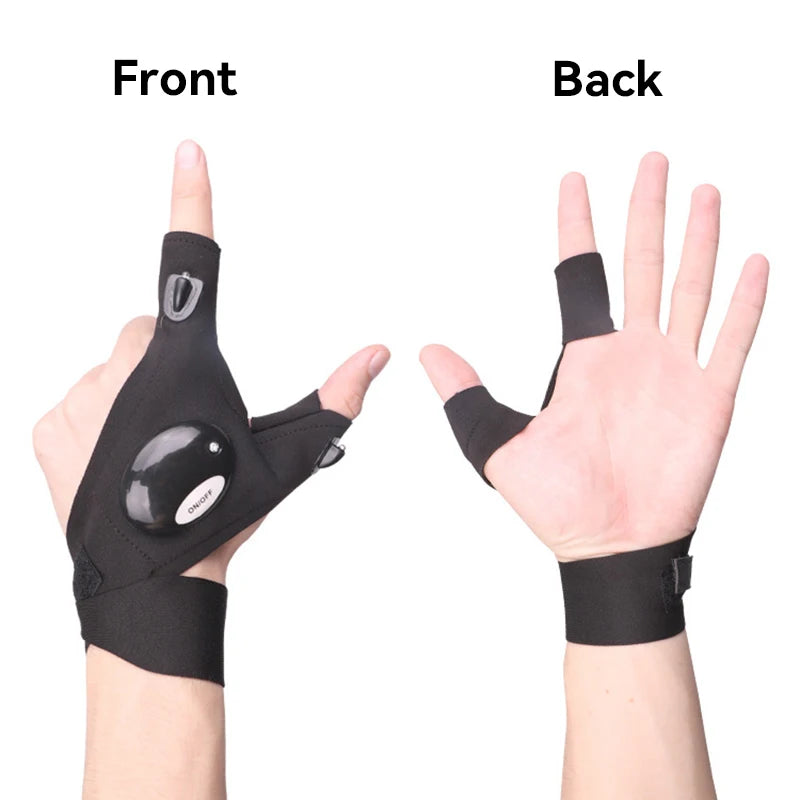 LED Half Finger Gloves – Waterproof Outdoor Flashlight Gloves