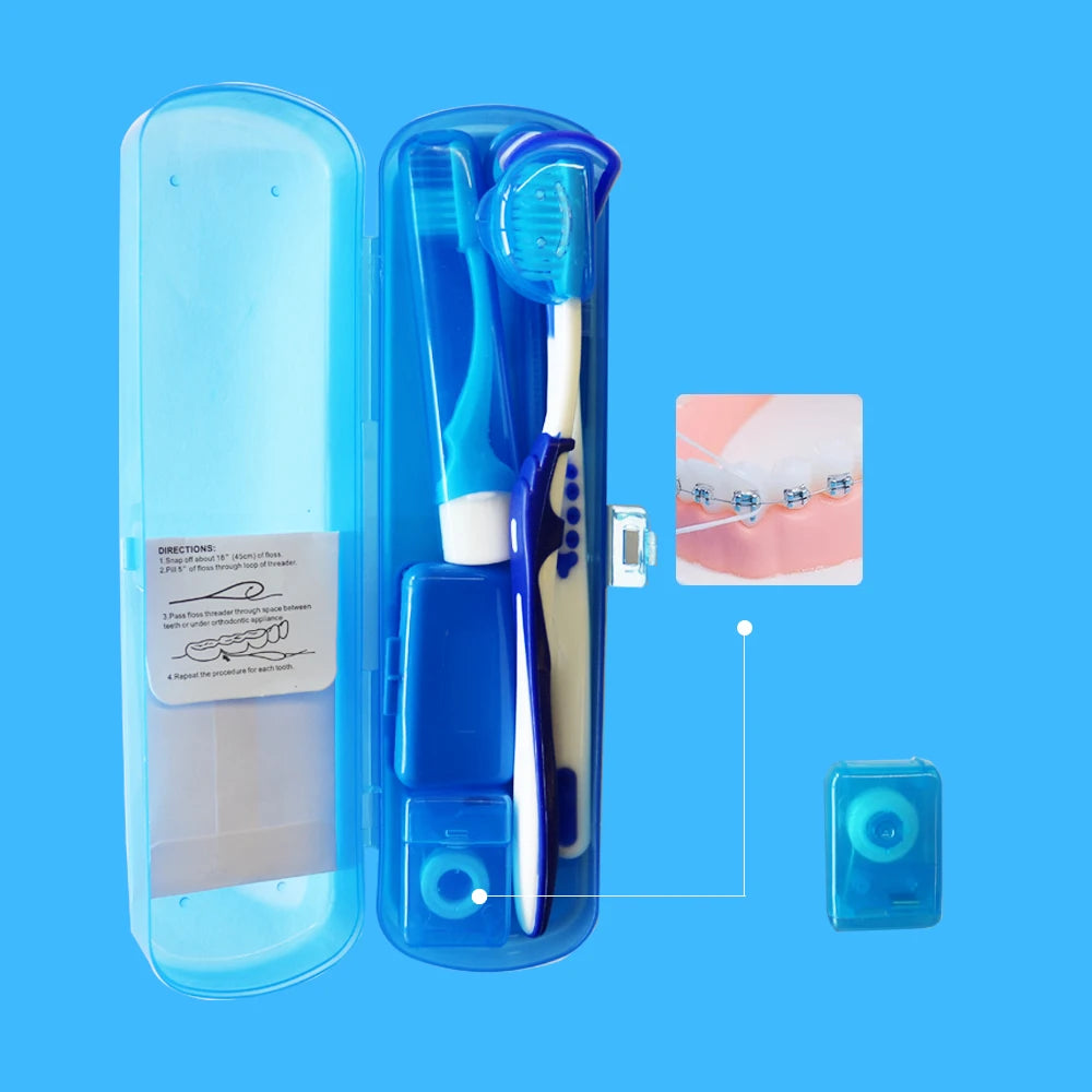 1box 8Pcs Orthodontic Oral Care Cleaning Braces Dental Teeth Kits Toothbrush Foldable Dental Mirror Interdental Brush Cleaning S