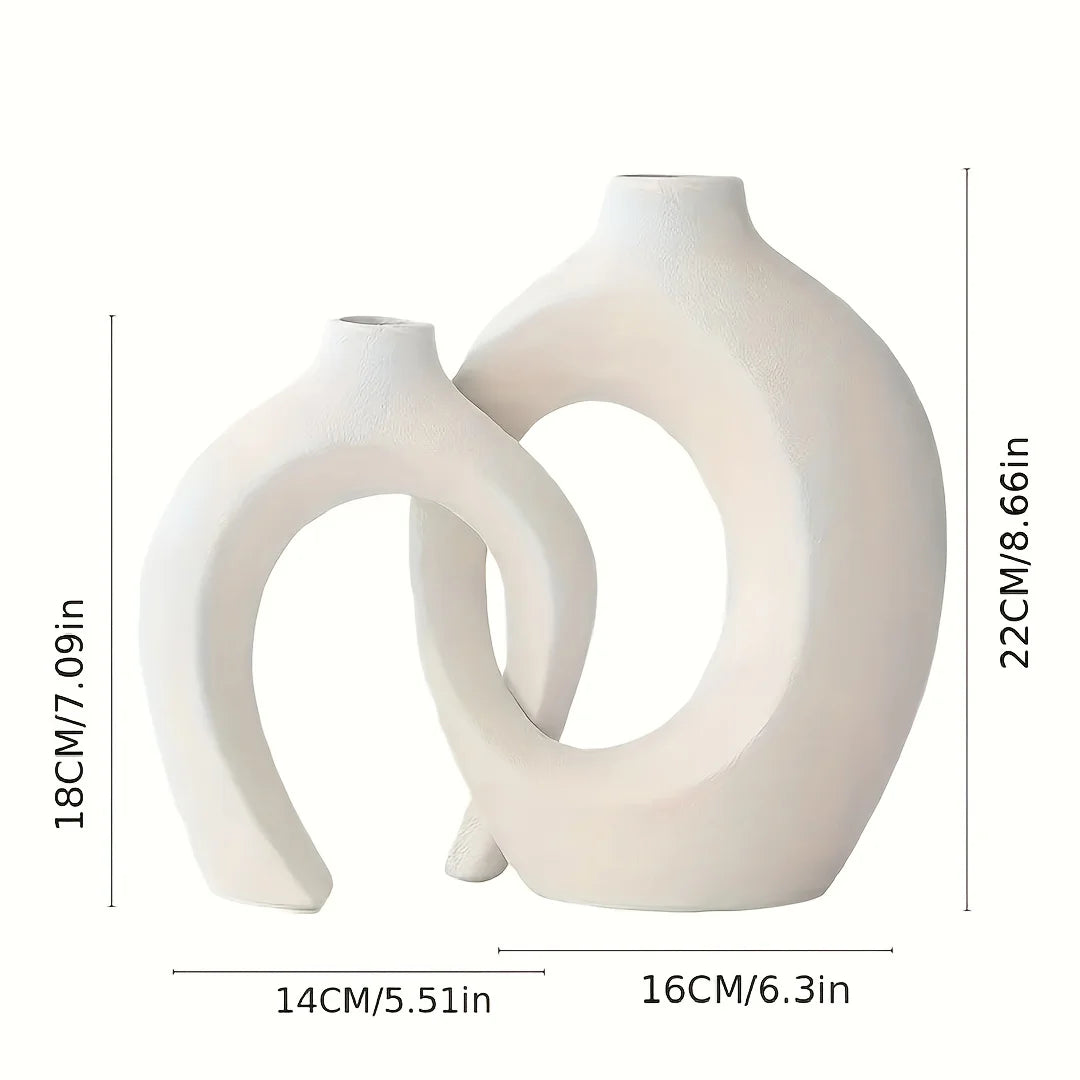 Plastic imitation ceramic vase Hollow Nordic Modern Vase Set 2 Modern Home Decor Living Room Bookshelf Place Vases