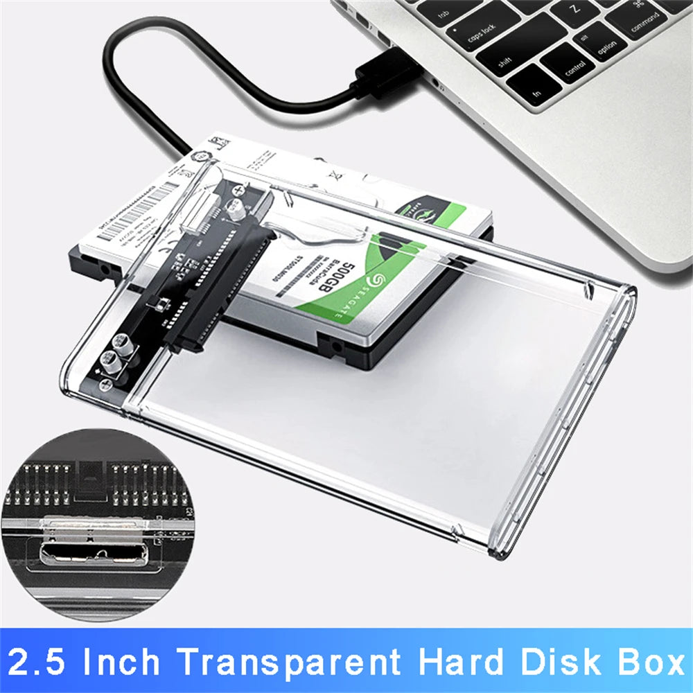 USB 3.0 HDD Enclosure 2.5inch SATA SSD Hard Drive Case with 5Gbps Transfer Speed Mobile External Housing Harddisk Boxs Cable