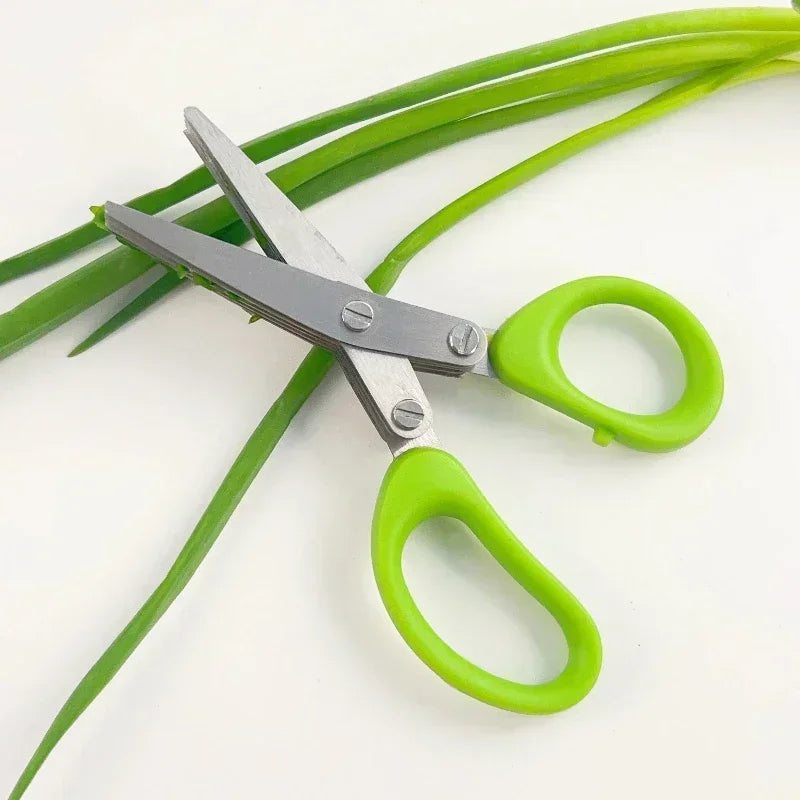 3-5 Layer Multi-Functional Stainless Steel Kitchen Scissors – Ergonomic Handle, Durable Multi-Use for Pepper, Scallion,and Laver