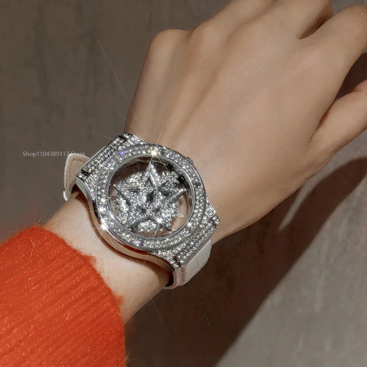 Rotary Star Snowflake Hollow Ladies Luxury Watche