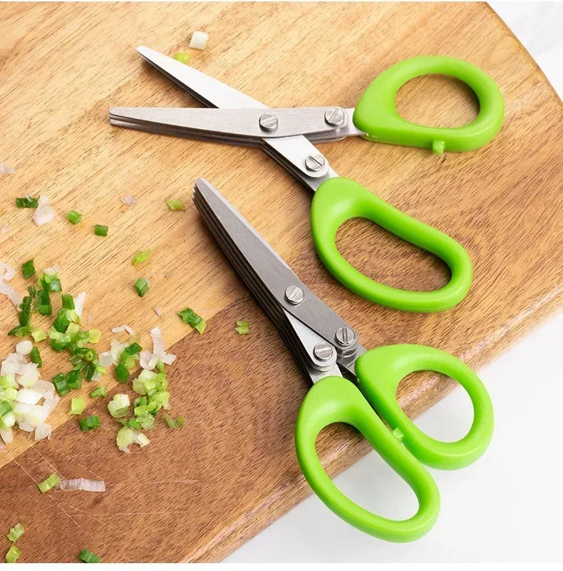 3-5 Layer Multi-Functional Stainless Steel Kitchen Scissors – Ergonomic Handle, Durable Multi-Use for Pepper, Scallion,and Laver