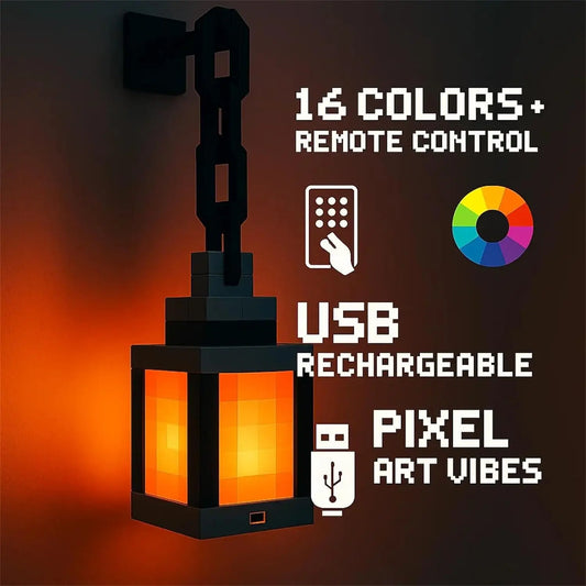 Pixel Style Night Light – 16-Color Portable DIY Lantern Decor