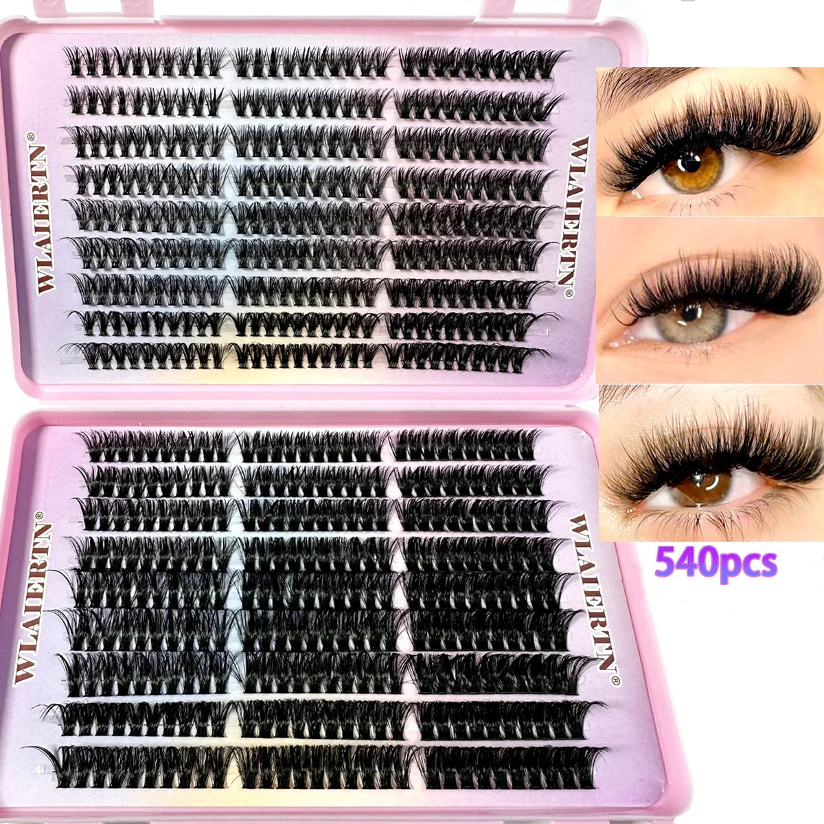 Faux Mink Eyelashes 540Cluster Personal Eyelash Makeup Tool. C Curled 9-16mm Mixed Natural Eyelash Extension.