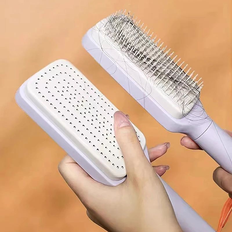 Self-Cleaning Hairbrush – One-Key Cleaning Scalp Massage Comb