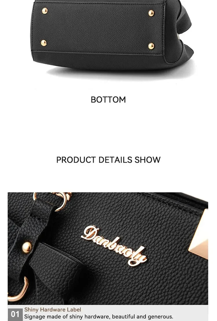 Fashion Solid Color With Bow One Shoulder Bag Portable Bandolera Casual Satchel Large Capacity Cross-body Handbag For Women