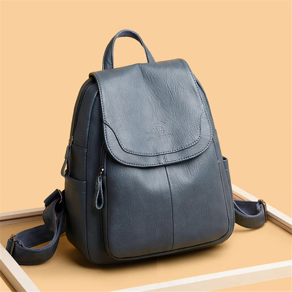Ladies Bookbag Rucksack Women Large Capacity Backpack Purses High Quality PU Leather Female Vintage School Bags Travel Bagpack