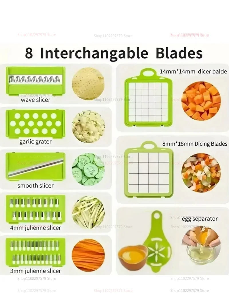 14/16 Pieces Set Vegetable Chopper Multifunctional Fruit Slicer Manual Food Grater Cutter With Container Chopper Kitchen Stuff