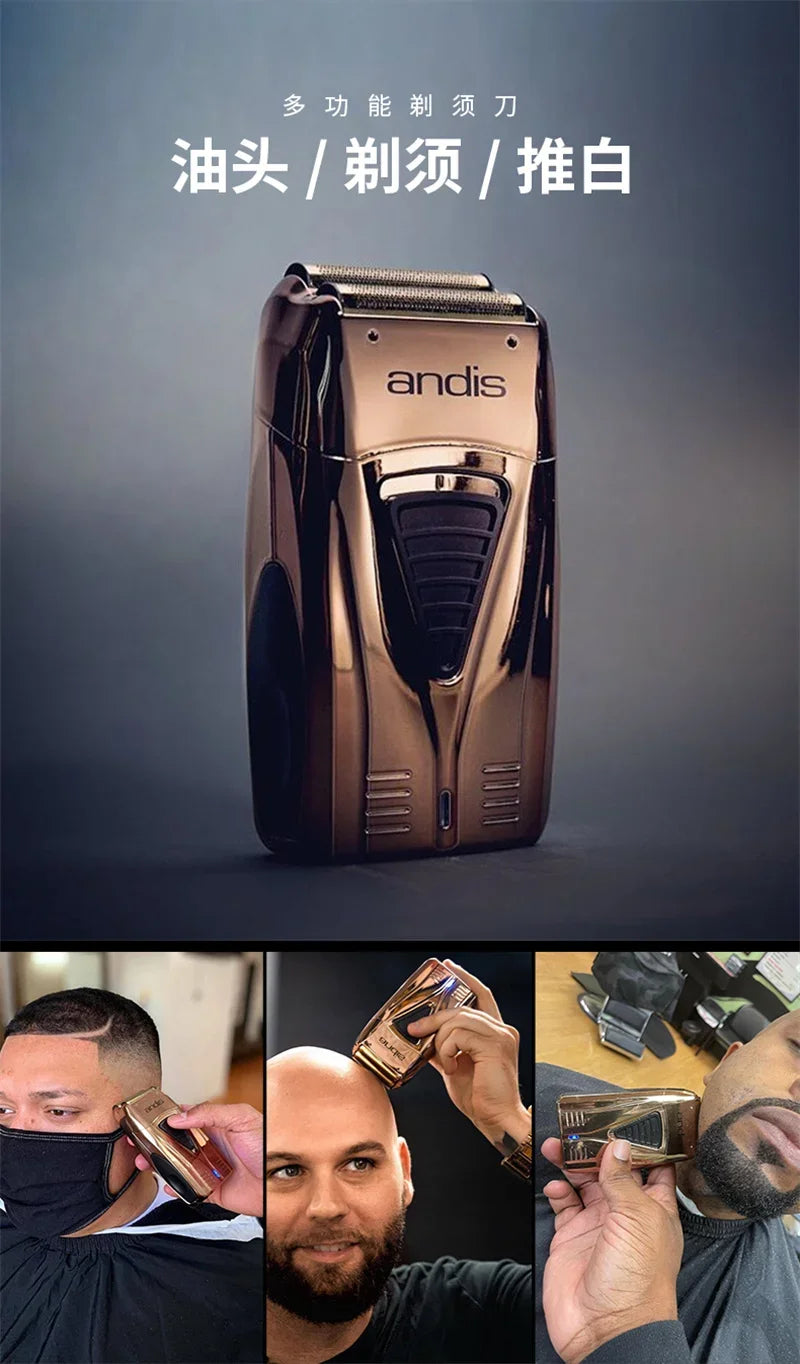 Andis Profoil Lithium Plus 17225 Barber Hair Cleaning Electric Shaver For Men Beard Stubble Razor Bald Shaving Machine Charger