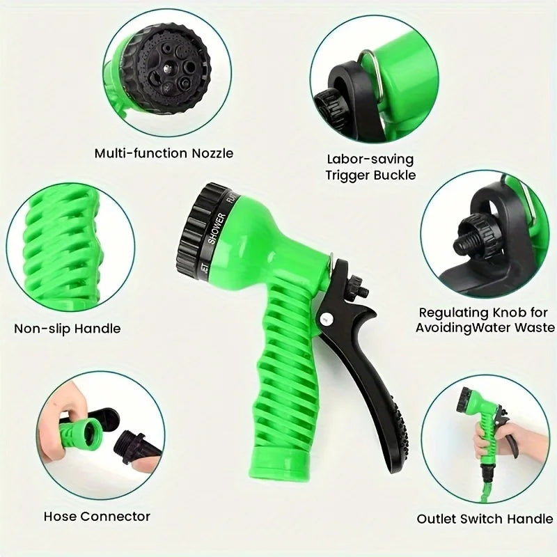 1 Roll, Expandable Garden Hose 100ft, Universal Head, Triple Length, Durable, No Battery Required, Multi-Use For Gardening