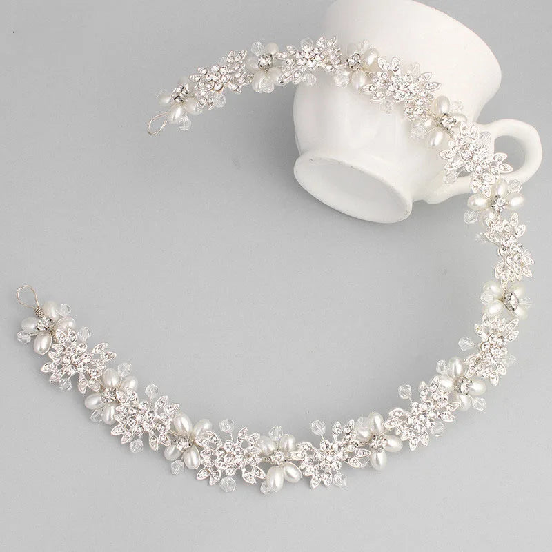 Luxury Clear Crystal Headbands for Women Bridal Hair Vine Pearl Wedding Hair Jewelry Accessories Bride Headpiece Crowns Gifts