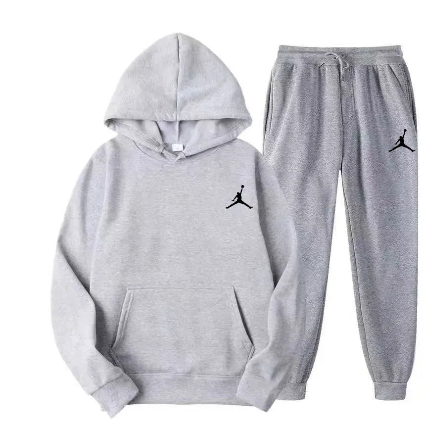 Fashion casual spring and autumn men's and women's hoodie + pants two-piece set a new outdoor basketball men's pullover set