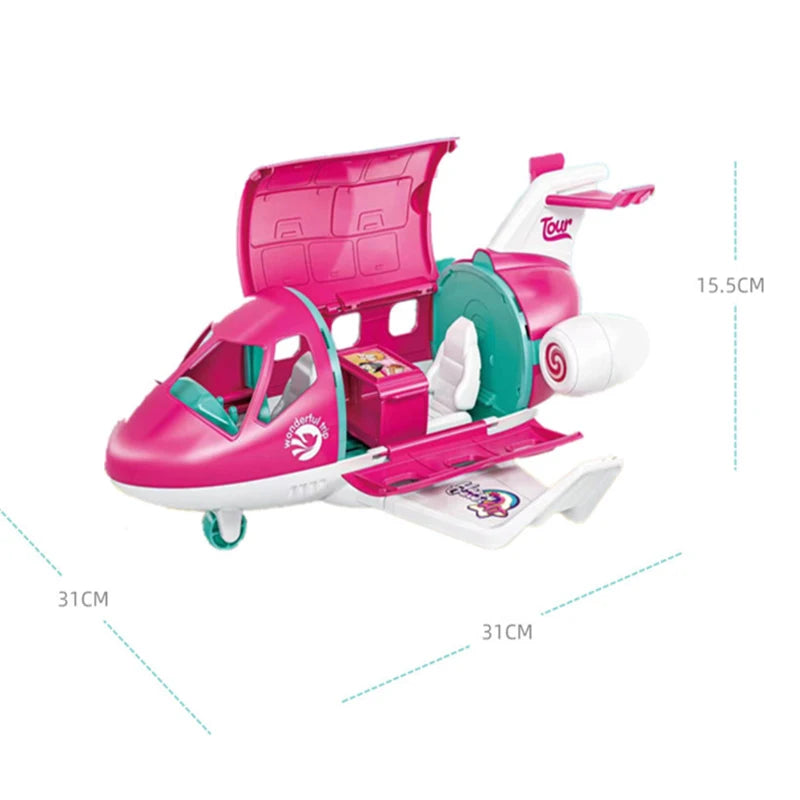 Cute Playset Doll with Travel Airplane and Accessories Suitcase.