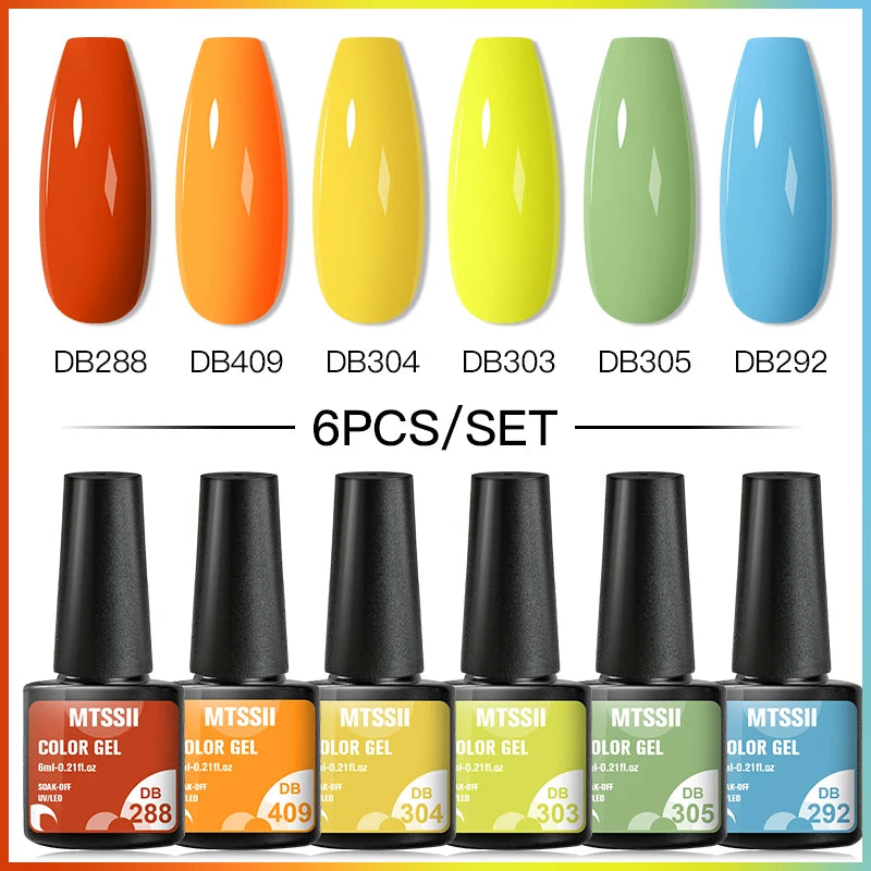 Color-gel-nail-polish- 6/8Pcs Set Semi LED Gel Manicure Kit