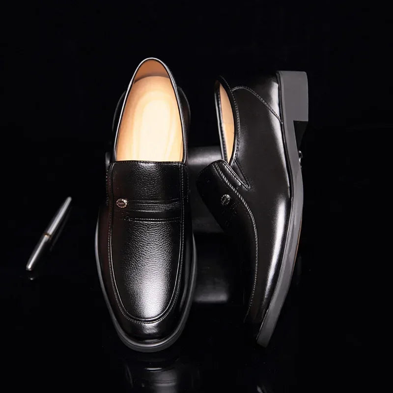 Men’s Leather Loafers | Luxury Formal Slip-On Dress Shoes Black