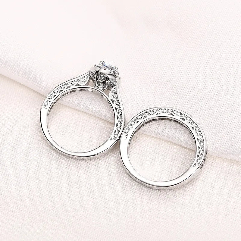 925 Sterling Silver Rings for Women Crystal Cubic Zirconia Romantic Wedding Band Accessories Luxury Jewelry