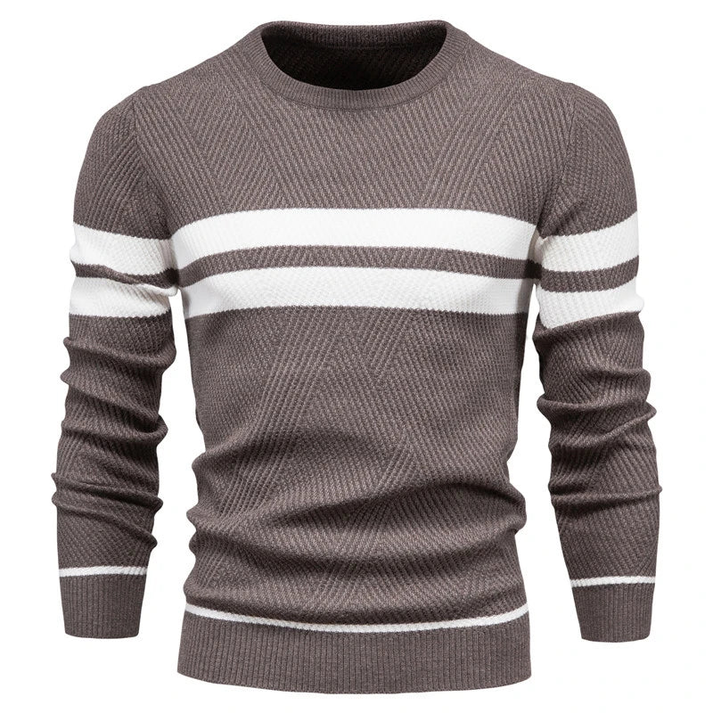 Pullover Men's Sweater O-neck Patchwork Long Sleeve Warm Slim Sweaters for Men