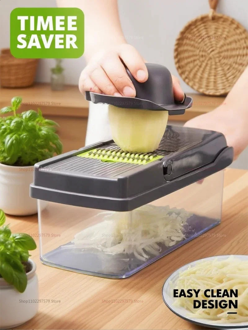 14/16 Pieces Set Vegetable Chopper Multifunctional Fruit Slicer Manual Food Grater Cutter With Container Chopper Kitchen Stuff
