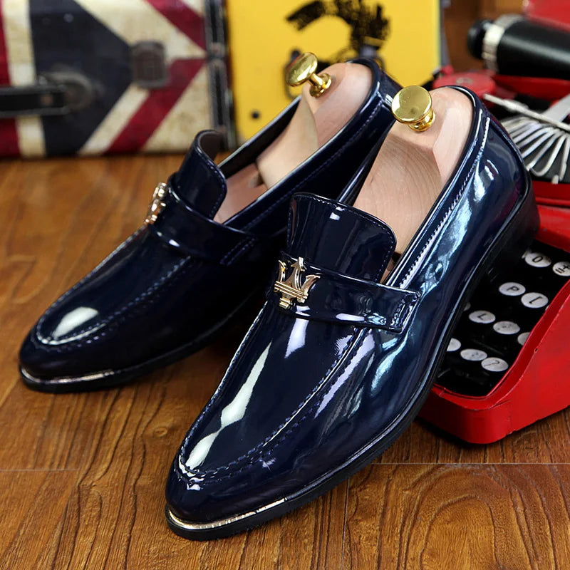 Men’s Red Glitter Loafers | Fashion Slip-On Pointed Toe Dress Shoes