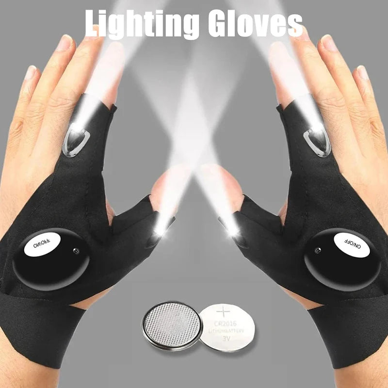 LED Half Finger Gloves – Waterproof Outdoor Flashlight Gloves