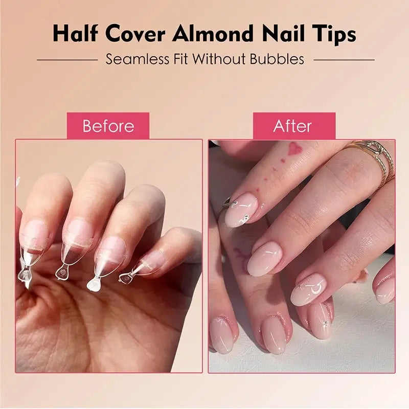 Almond Nail Tips 240 Pieces XS Short