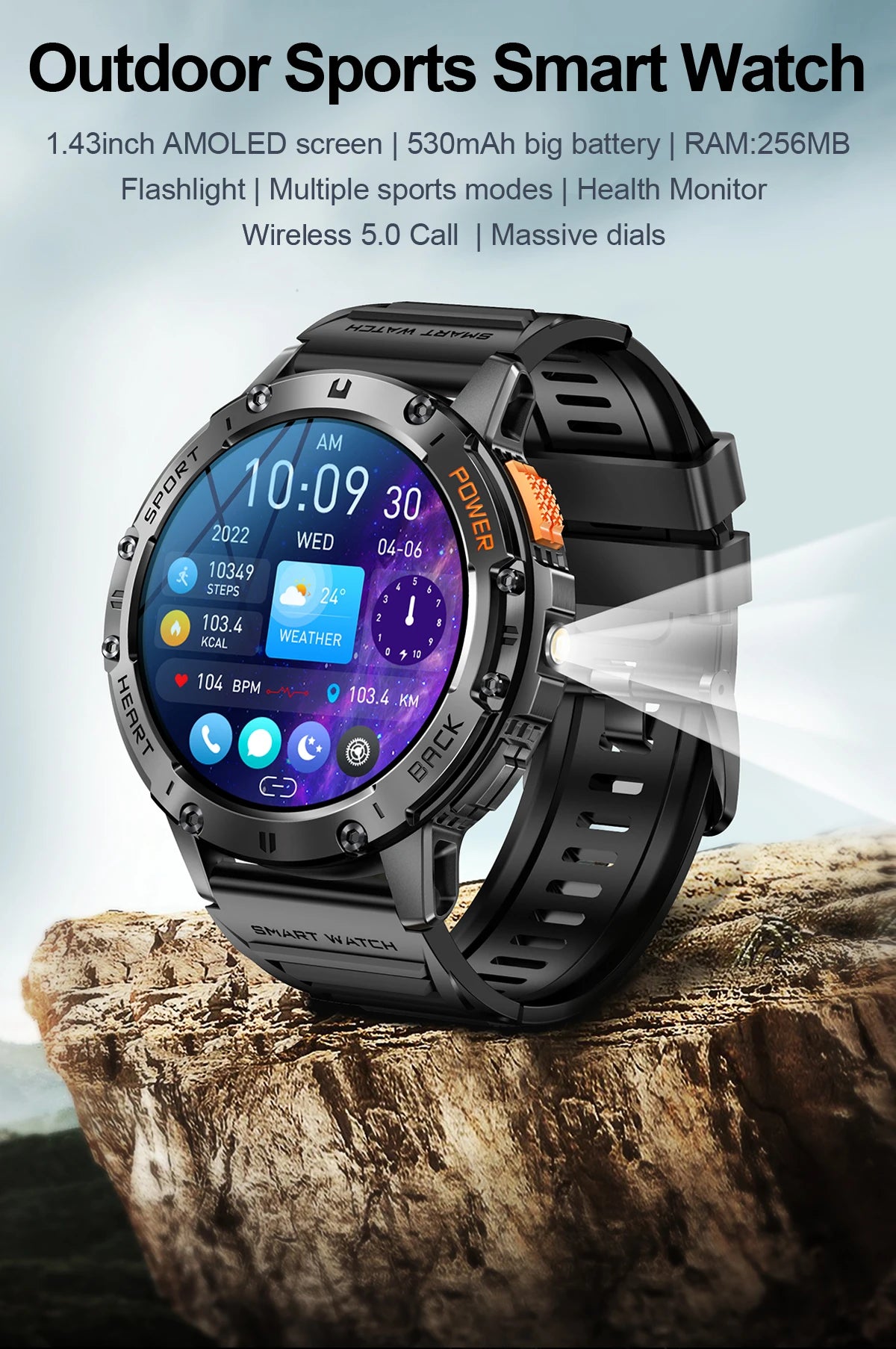 AMOLED Smart Watch for Men with Fitness Tracker.