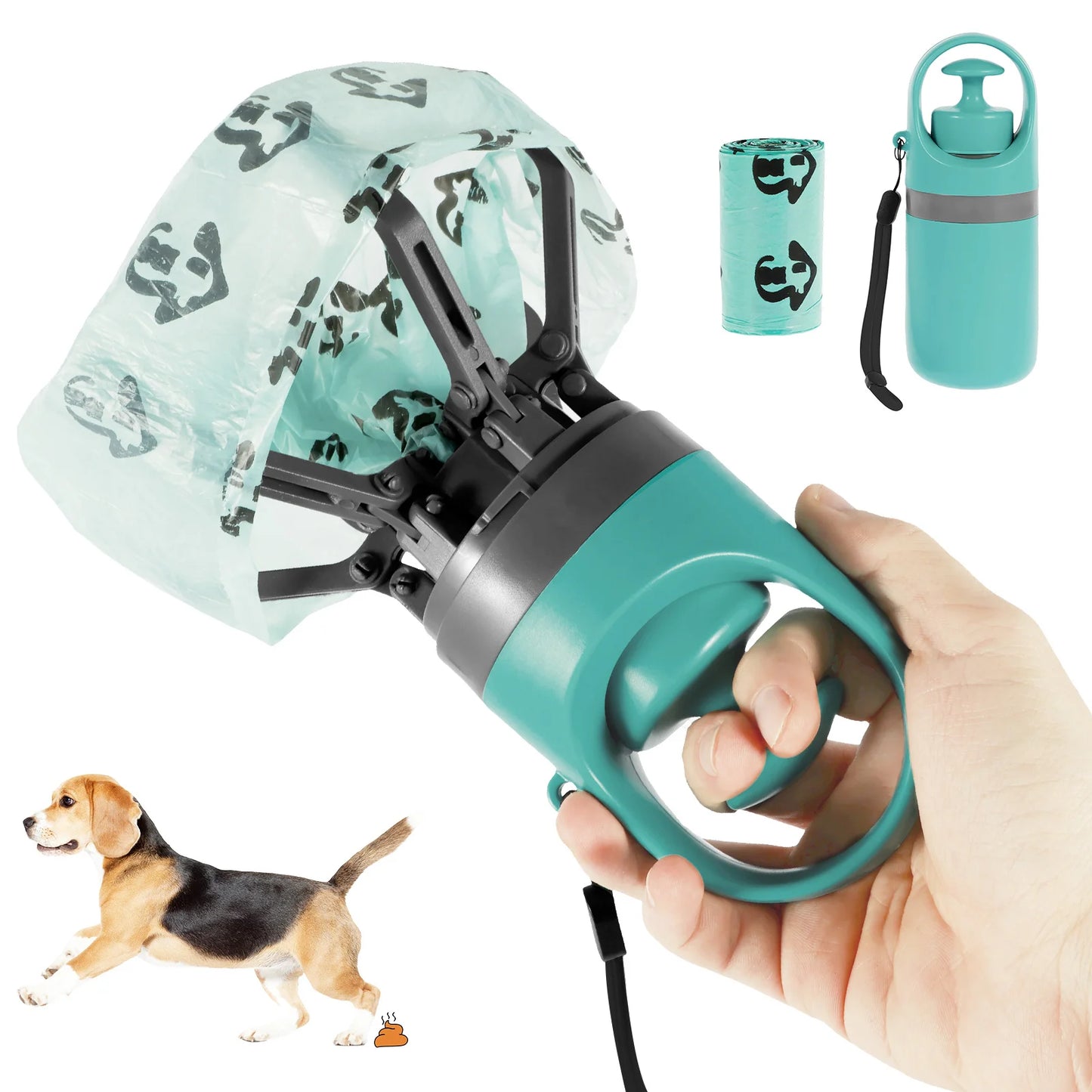 Portable Pet Waste Cleanup Kit – 6-Claw Poop Scooper & Dog Bags