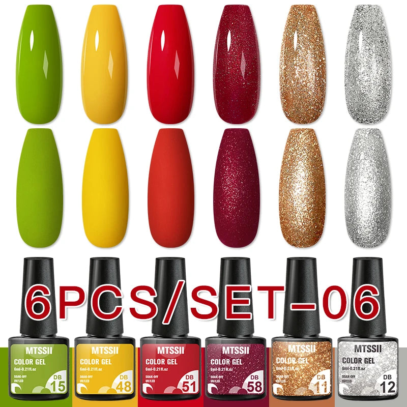 Color-gel-nail-polish- 6/8Pcs Set Semi LED Gel Manicure Kit