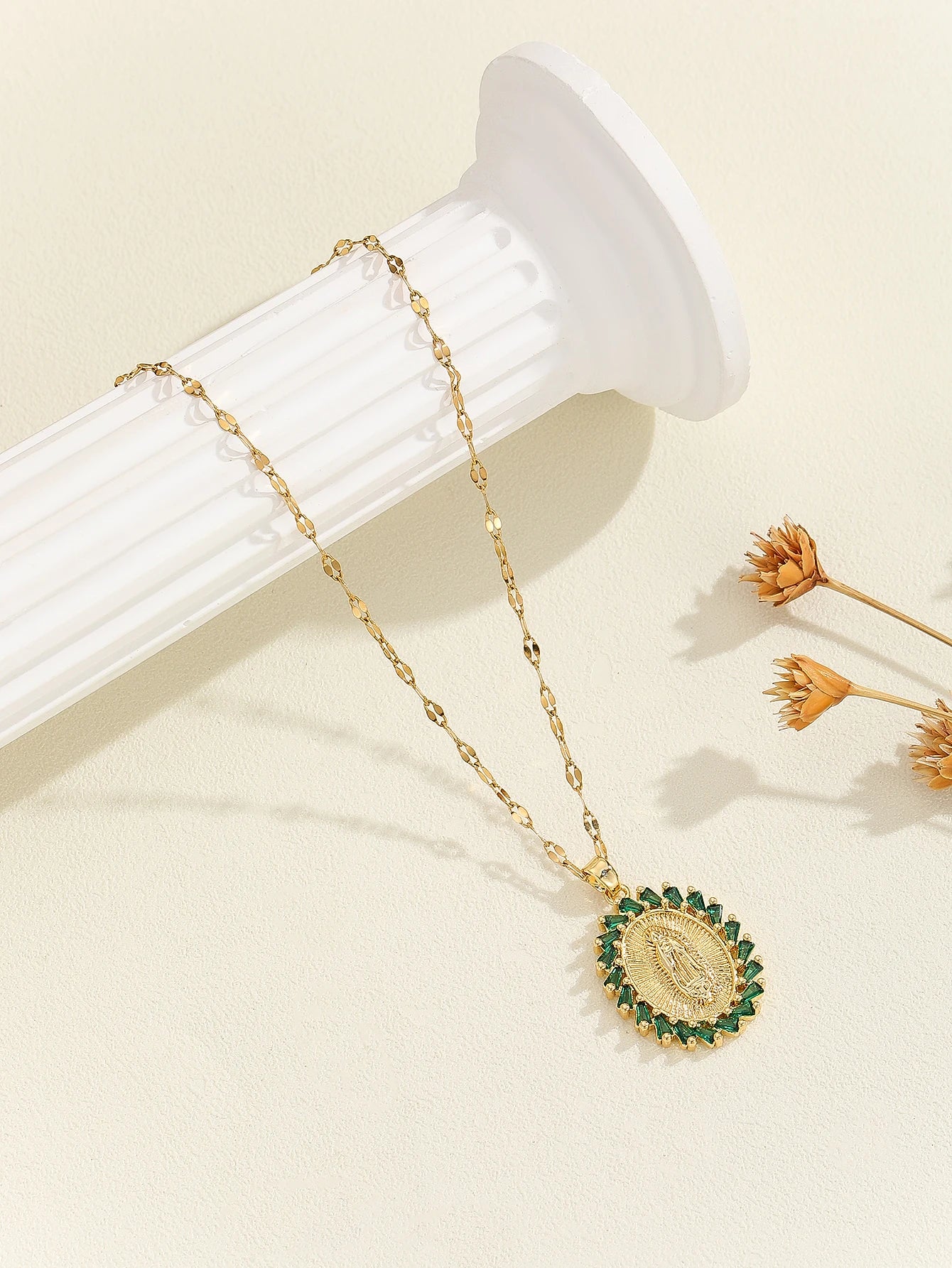 European and American personalized design with micro inlaid zircon Santa Maria series necklaces in colorful religious fashion