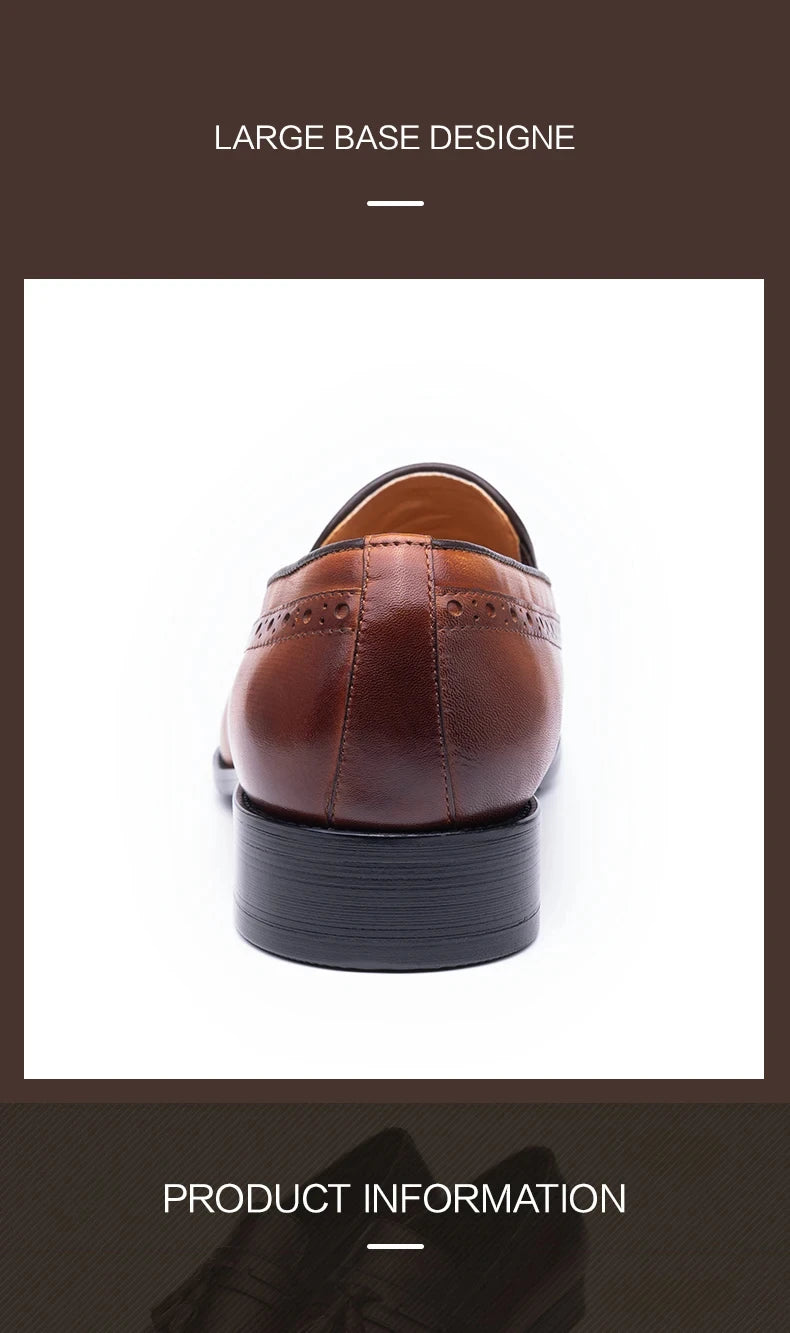 Men’s Genuine Cowhide Loafers | Handmade Leather Slip-On Dress Shoes
