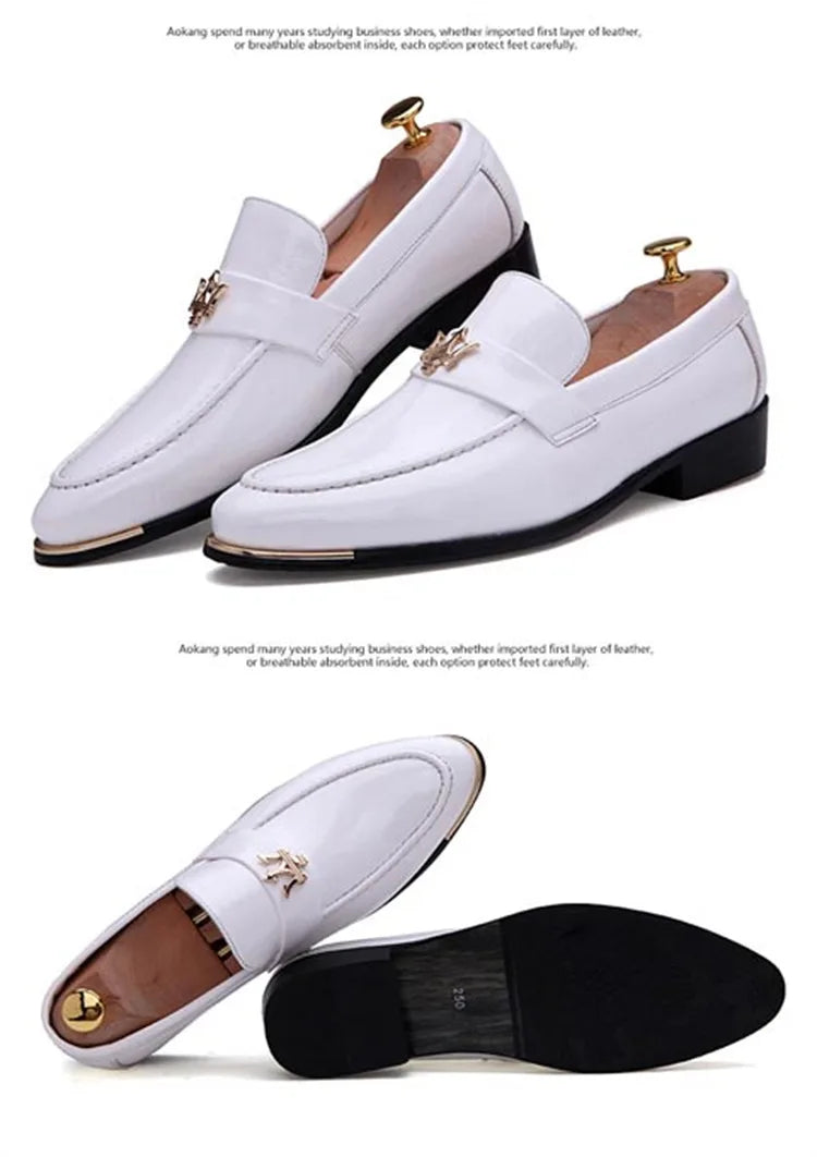 Men’s Red Glitter Loafers | Fashion Slip-On Pointed Toe Dress Shoes