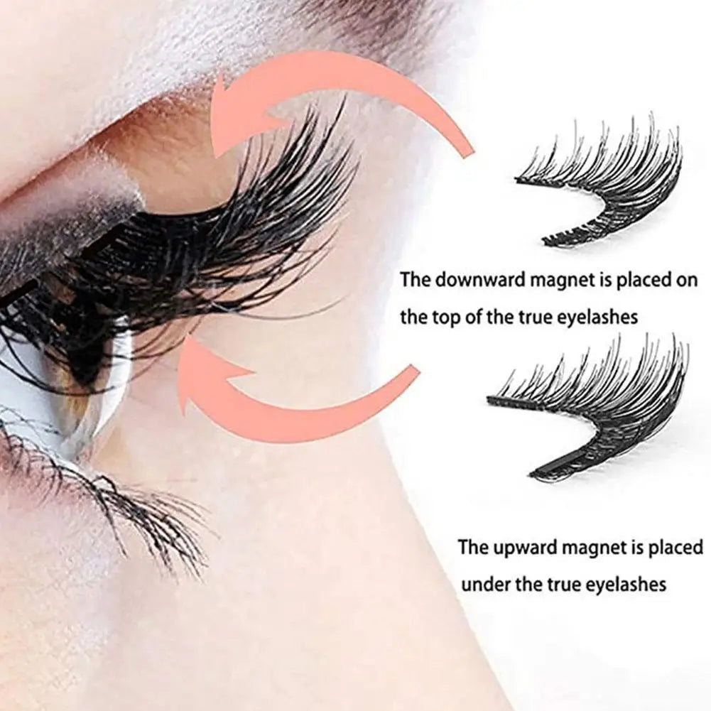 3D Magnetic Eyelashes Handmade Natural Magnetic False Eyelashes Reusable Magnetic Eyelashes Tweezers Set