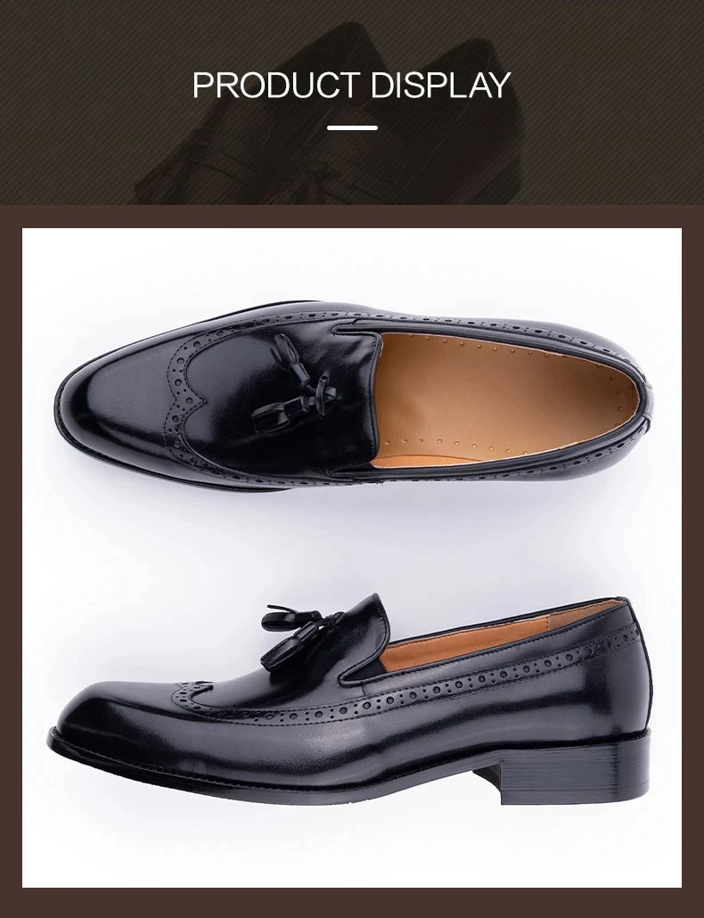 Men’s Genuine Cowhide Loafers | Handmade Leather Slip-On Dress Shoes