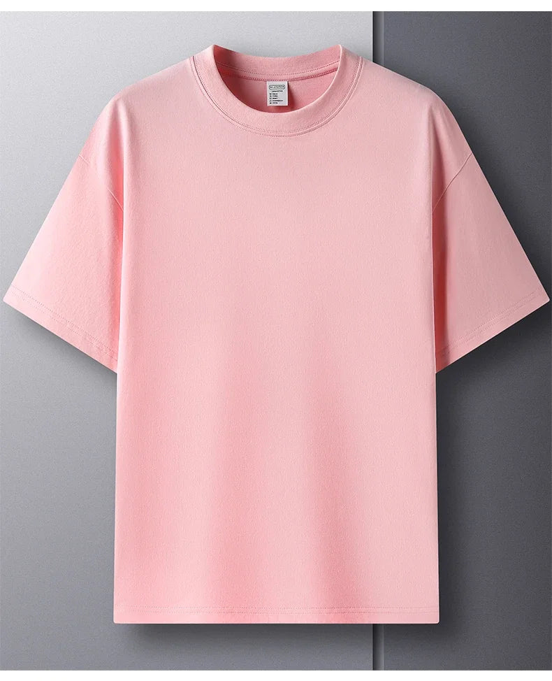 100% Pure Cotton Summer High-end Brand Men's Short Sleeve Round Neck Fashionable Style Half Sleeved Top Breathable T-shirt