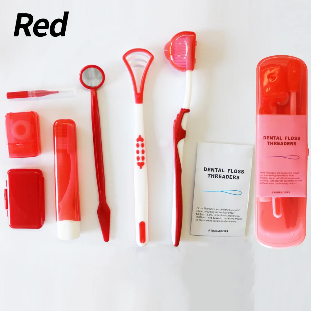 1box 8Pcs Orthodontic Oral Care Cleaning Braces Dental Teeth Kits Toothbrush Foldable Dental Mirror Interdental Brush Cleaning S