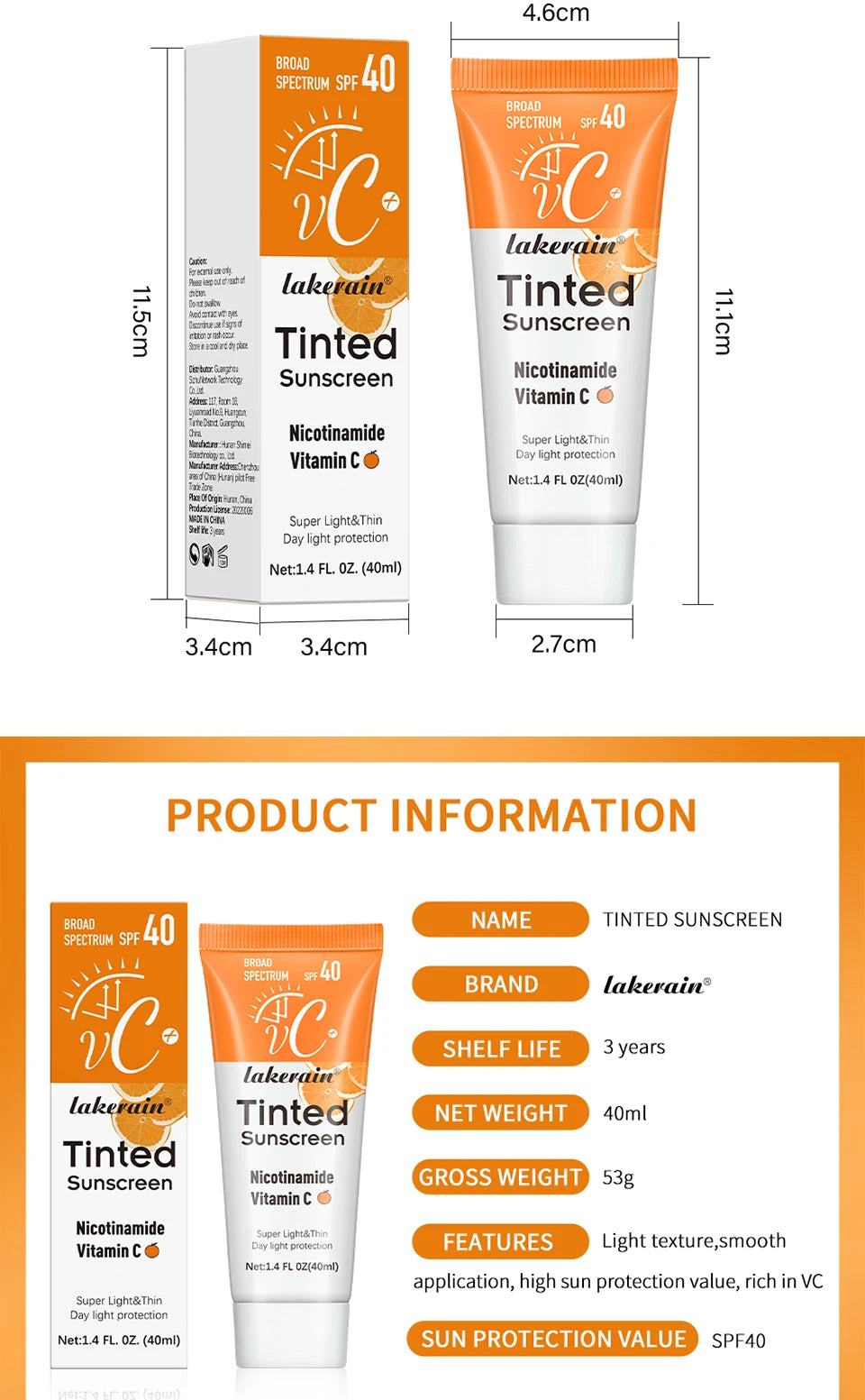 Tinted Moisturizing VC Sunscreen SPF40