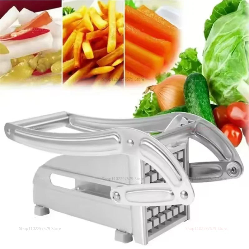 Multifunction Manual French Fries Slicer Steel Vegetable Cutter Tool Fast Cutting With 2 Blades For Home Kitchen Restaurant