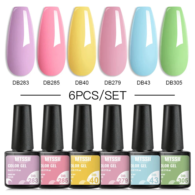 Color-gel-nail-polish- 6/8Pcs Set Semi LED Gel Manicure Kit