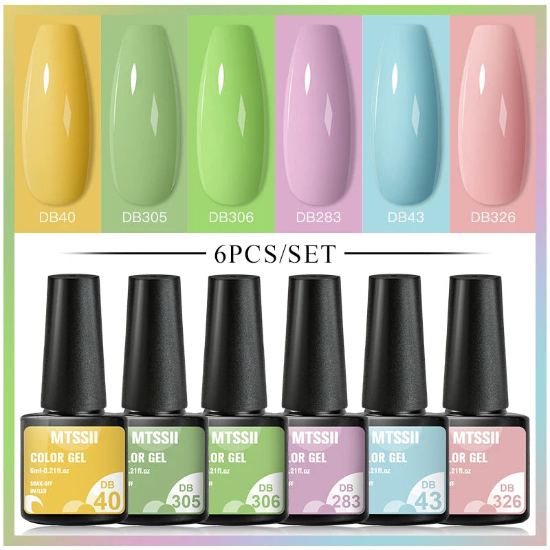 Color-gel-nail-polish- 6/8Pcs Set Semi LED Gel Manicure Kit